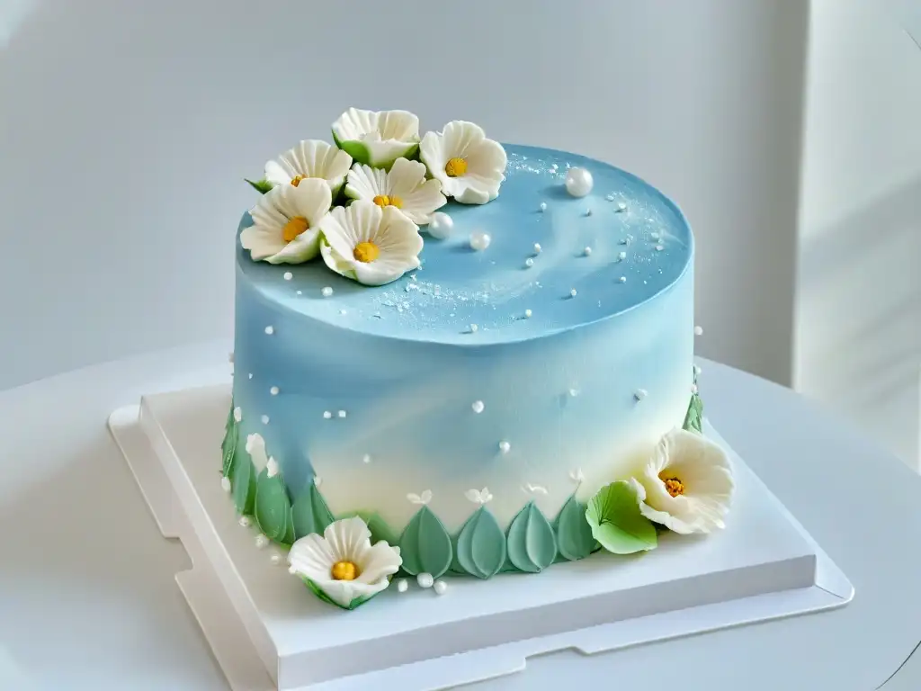 Una exquisita torta decorada con arte y detalles en tonos pastel, muestra el arte de la repostería