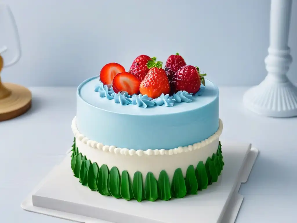 Una exquisita torta decorada con detalle y precisión, reflejo de las prácticas de repostería ética