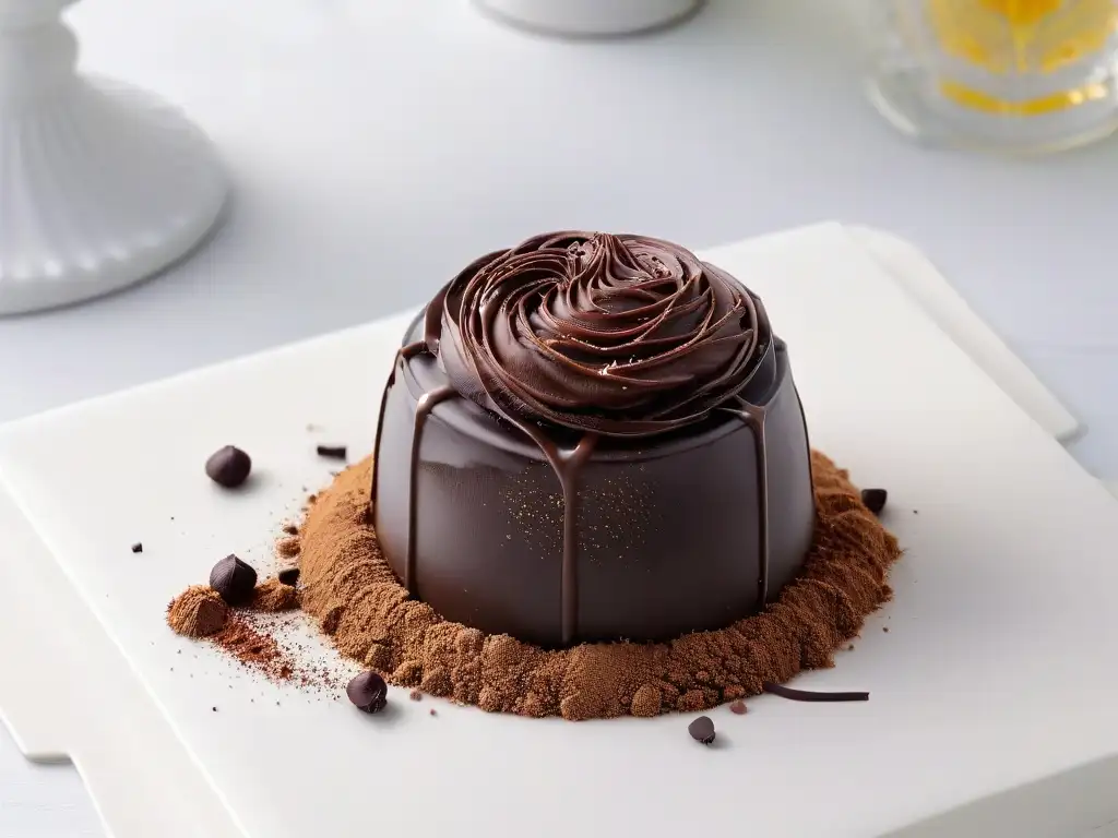 Delicioso trufa de chocolate belga: detalle ultra realista Una exquisita trufa de chocolate belga con cacao en polvo, detalle y sofisticación