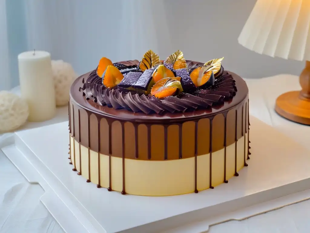 Un exquisito Opera Cake con capas perfectamente detalladas, listo para sorprender con su sabor y elegancia