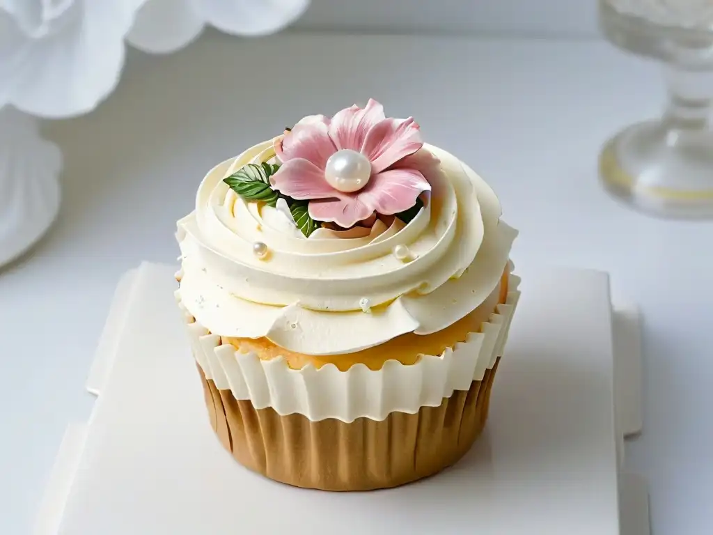 Exquisito cupcake de alta costura con técnicas decoración cupcakes alta costura