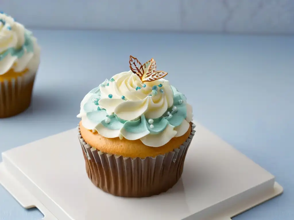 Un exquisito cupcake con certificación de Comercio Justo, detallado y delicado