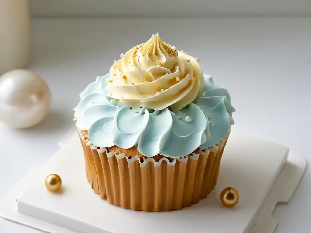 Exquisito cupcake decorado con detalle y elegancia, ideal para certificaciones online repostería valor