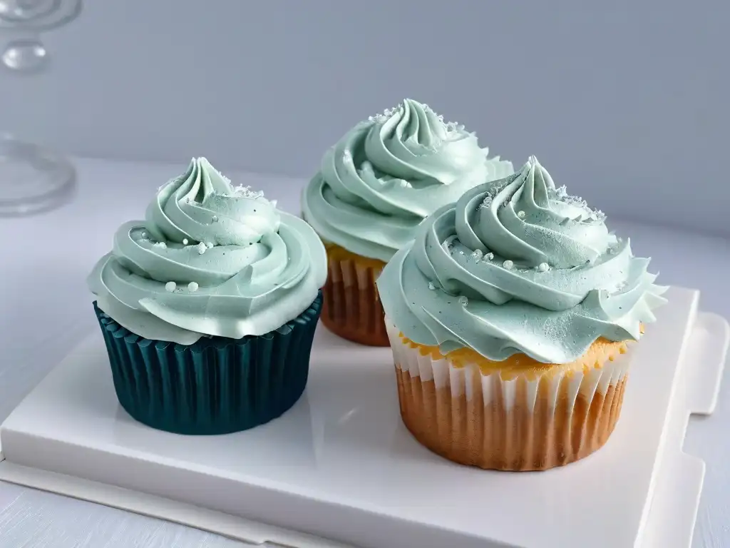 Un exquisito cupcake con frosting perfecto y un brillante adorno plateado, destacando la repostería con Realidad Aumentada