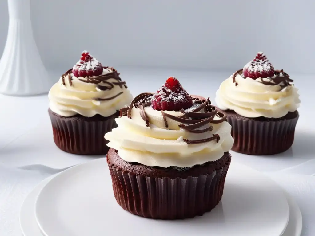 Exquisito cupcake vegano de chocolate con frambuesa, ideal para cursos online de repostería sin alérgenos