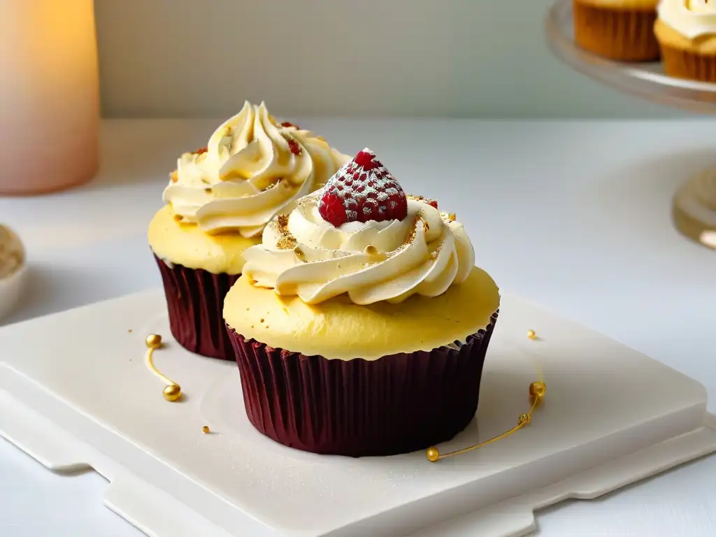 Exquisito cupcake vegano con decoración detallada y libre de lácteos, ideal para reemplazar huevos lácteos repostería vegana