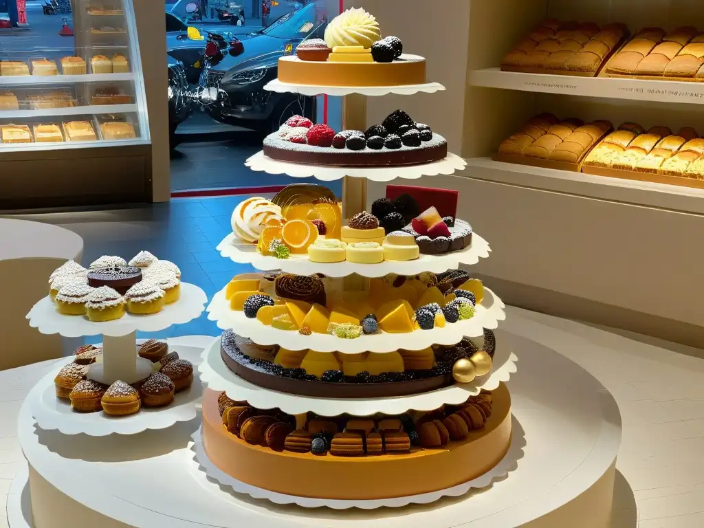 Diseños de postres elegantes y creativos en una pastelería de lujo Exquisito empaquetado temático postres merchandising en pastelería de lujo