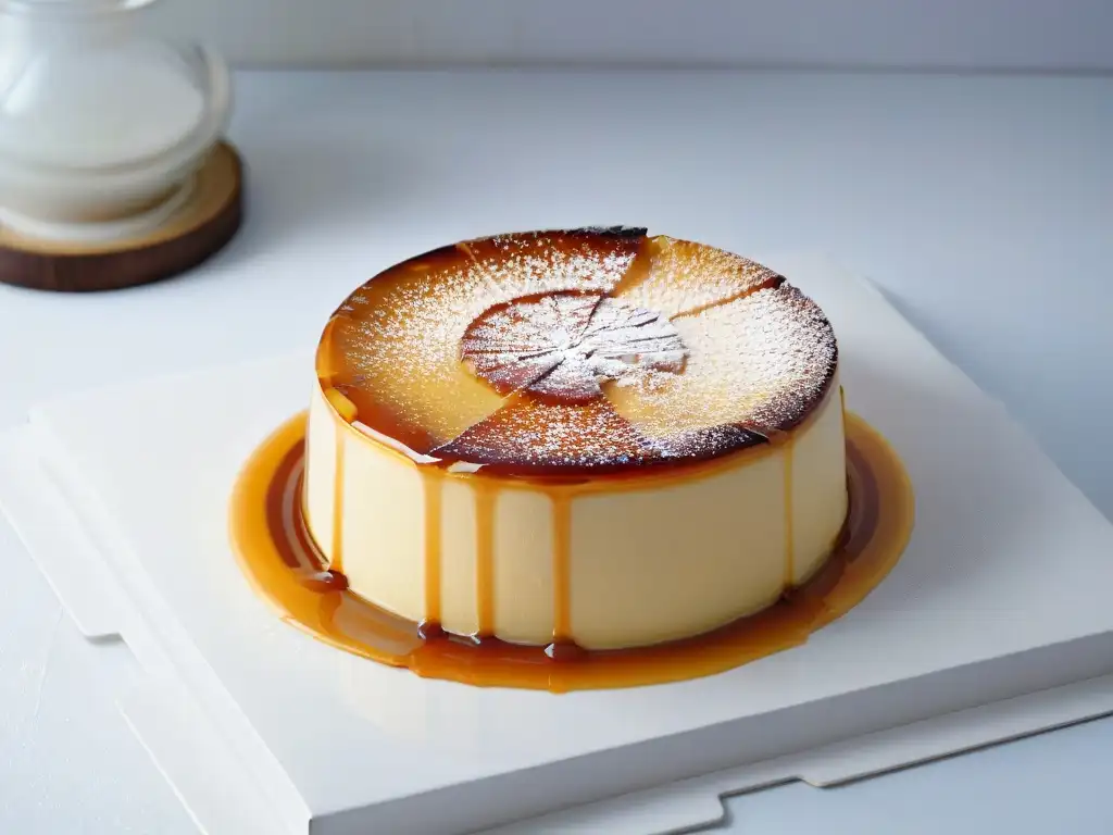 Un exquisito flan casero con textura perfecta, bañado en caramelo y listo para deleitar los sentidos