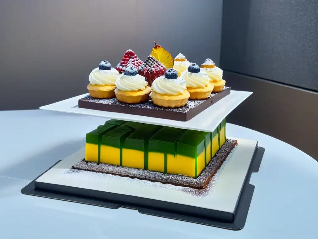 Exquisito merchandising de postres de marca en elegante presentación