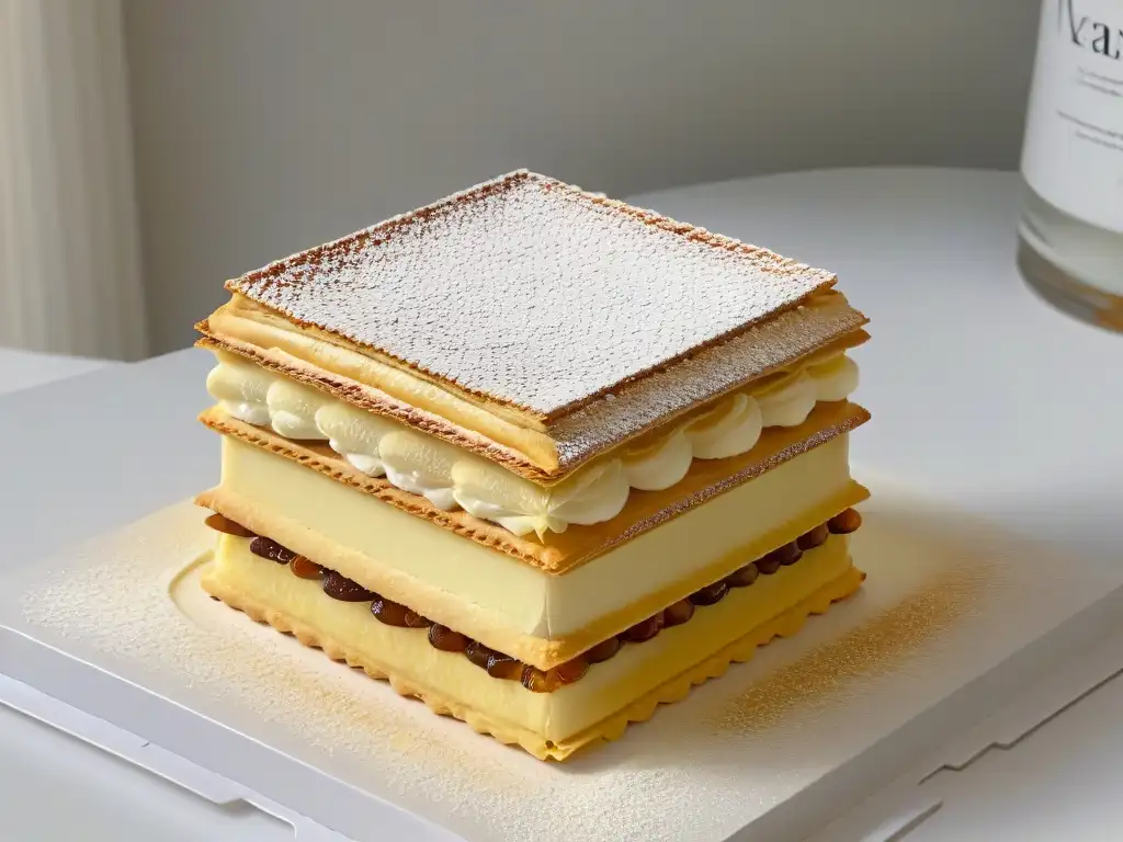 Un exquisito Mille Feuille francés con capas delicadas y certificaciones online pastelería francesa