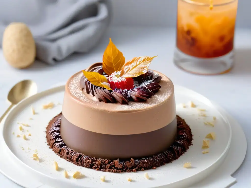 Deliciosa mousse de chocolate con shavings de ashwagandha Un exquisito mousse de chocolate con delicadas virutas de raíz de ashwagandha, incorporar ashwagandha en postres