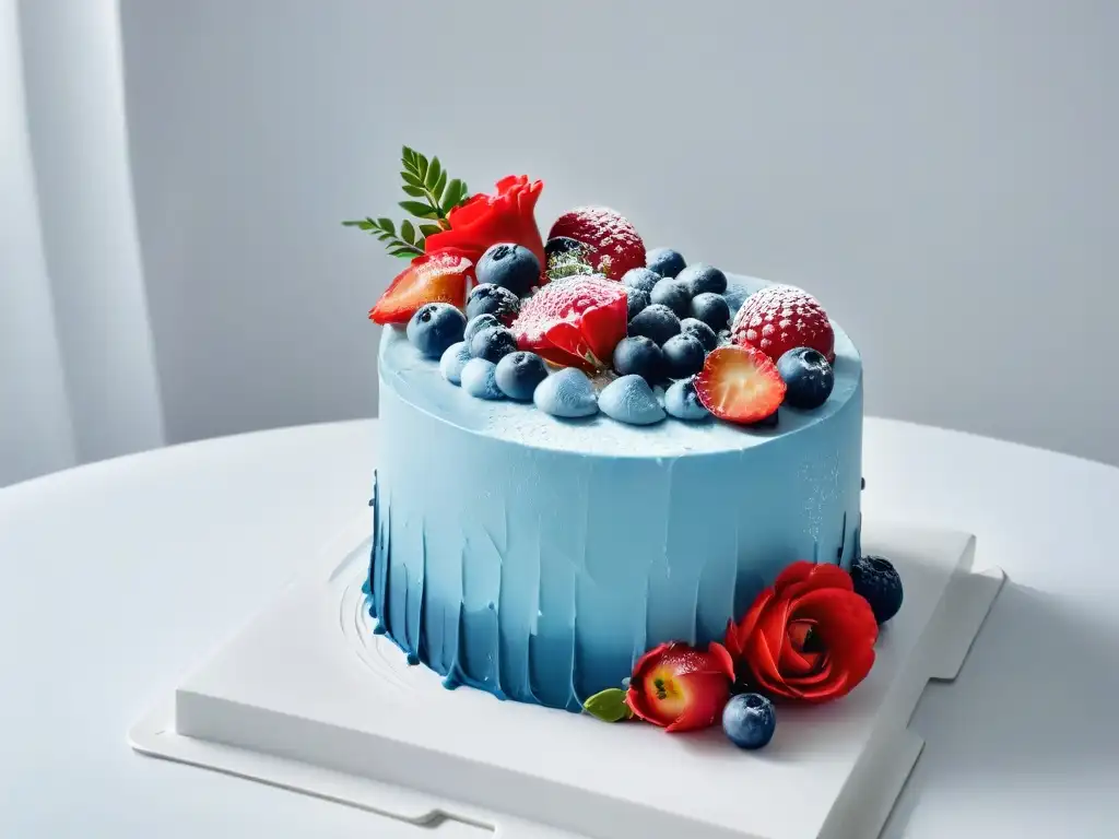 Un exquisito pastel decorado con colores naturales y detalles florales, siguiendo las tendencias de decoración de pasteles en revistas digitales