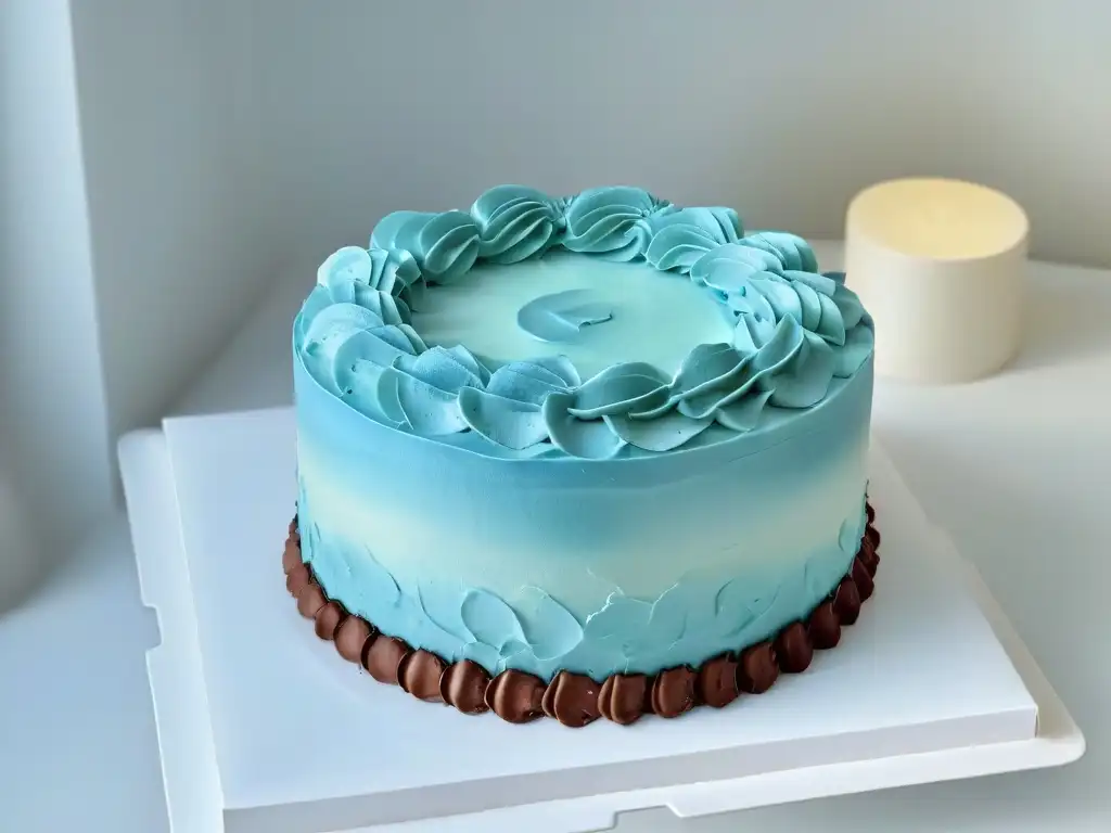 Pastel decorado a mano con glaseado perfecto en alta resolución Exquisito pastel decorado con detalles de glaseado, resaltando la calidad profesional