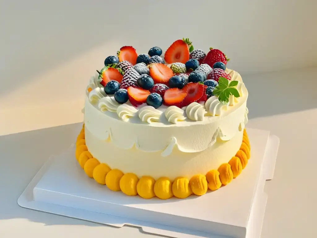 Exquisito pastel para diabéticos con detalles en sustitutos azúcar, elegante y sofisticado