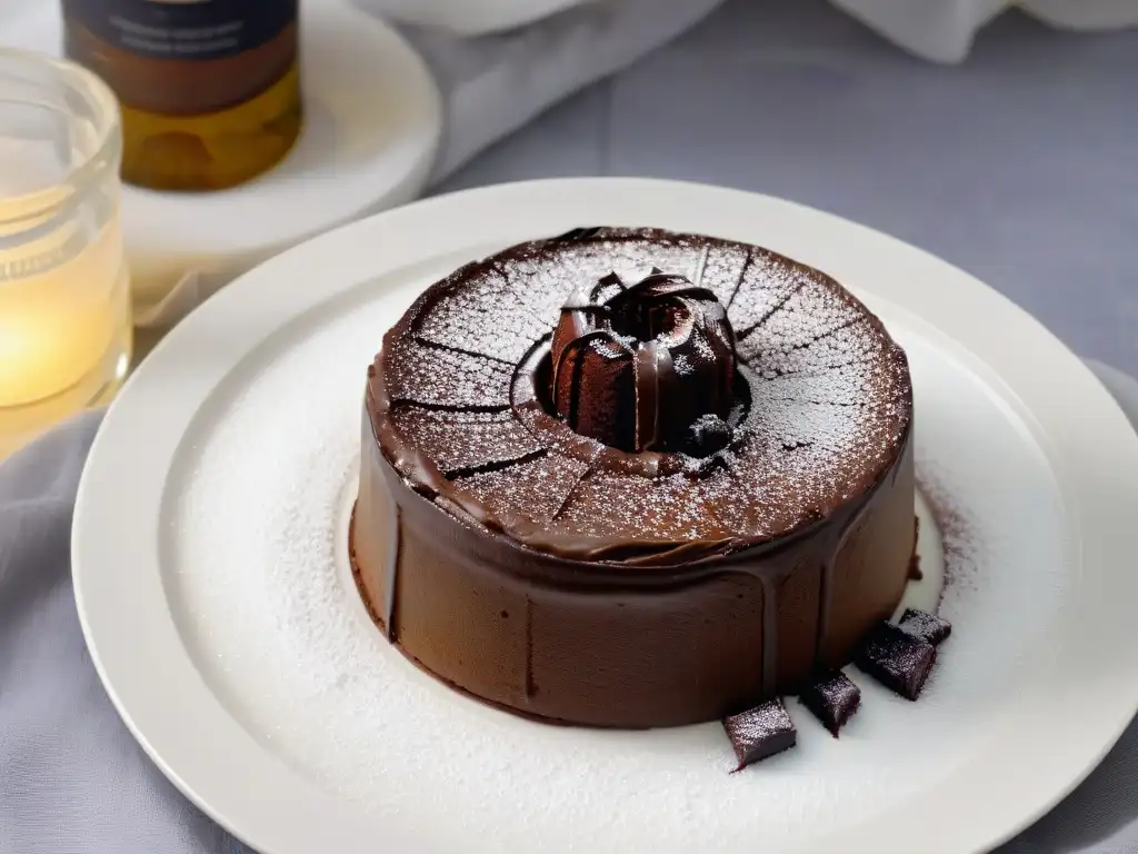 Un exquisito pastel de lava de chocolate sin gluten, con un centro fundido tentador