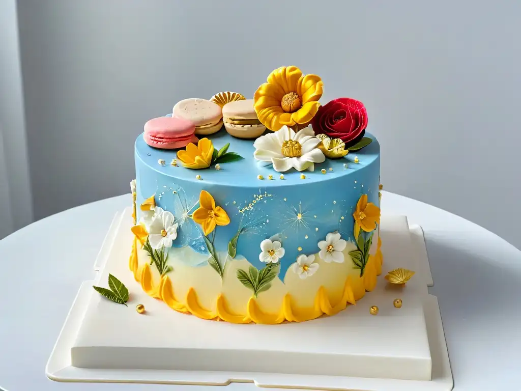 Un exquisito pastel de repostería avanzada con detalles intrincados y decoraciones elaboradas