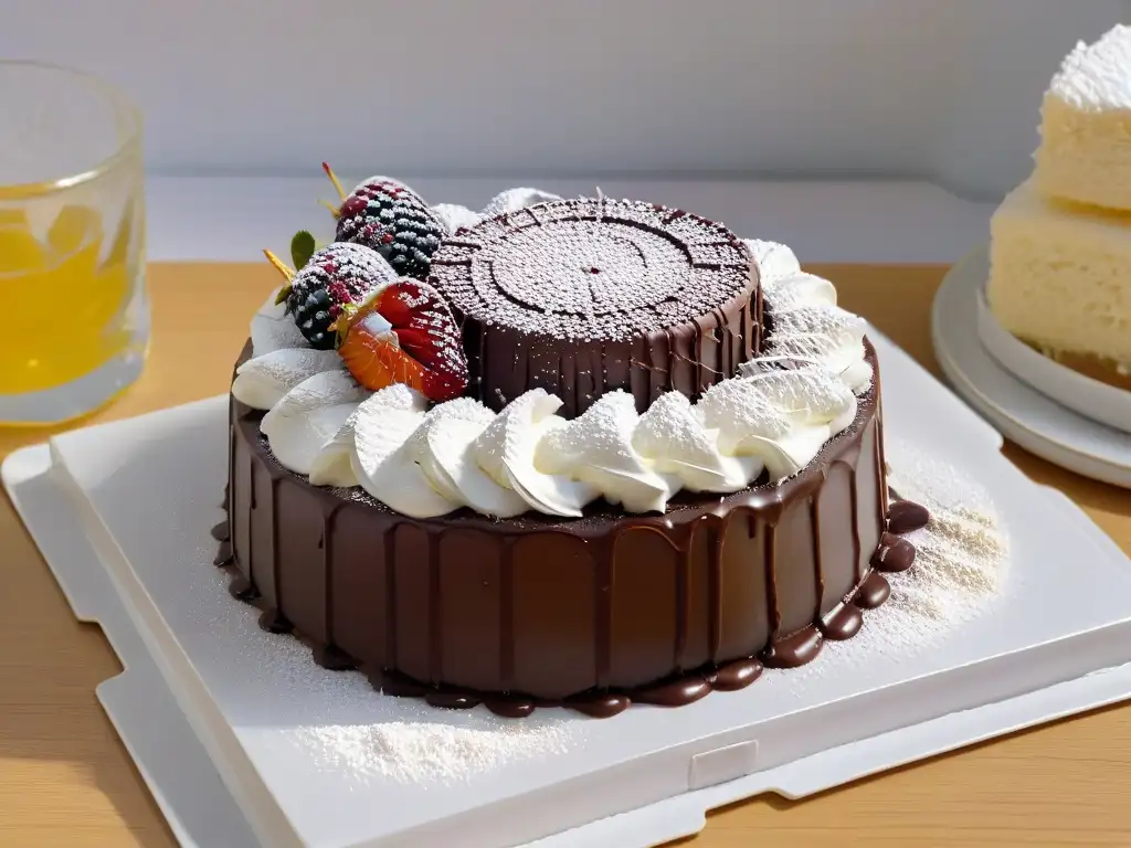 Un exquisito Pavlova y un Lamington, postres icónicos de Australia y Nueva Zelanda, en contraste vibrante