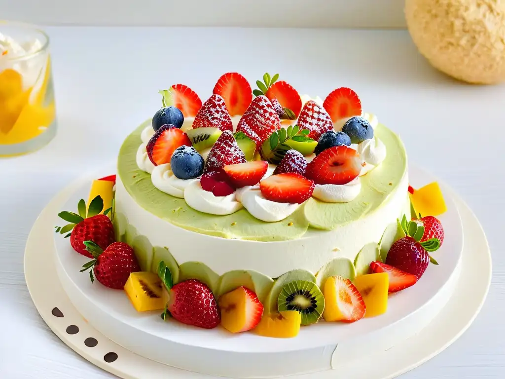 Exquisito postre australiano: pavlova con frutas tropicales