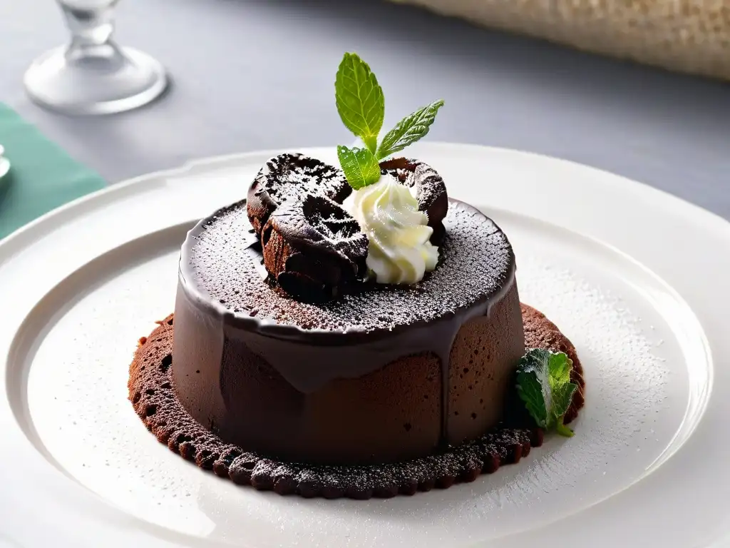 Exquisito postre de chocolate lava con textura perfecta, cocinado al vacío