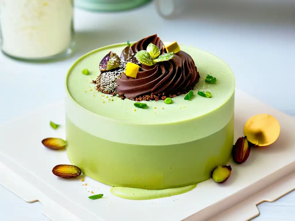 Un exquisito postre de fusión para viajar: capas de mousse de chocolate y matcha en copa de postre