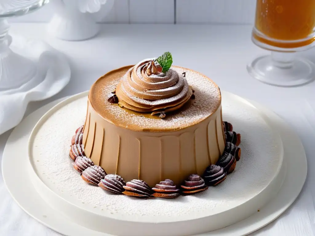 Un exquisito postre Mont Blanc personalizado con crema de castañas y azúcar glas