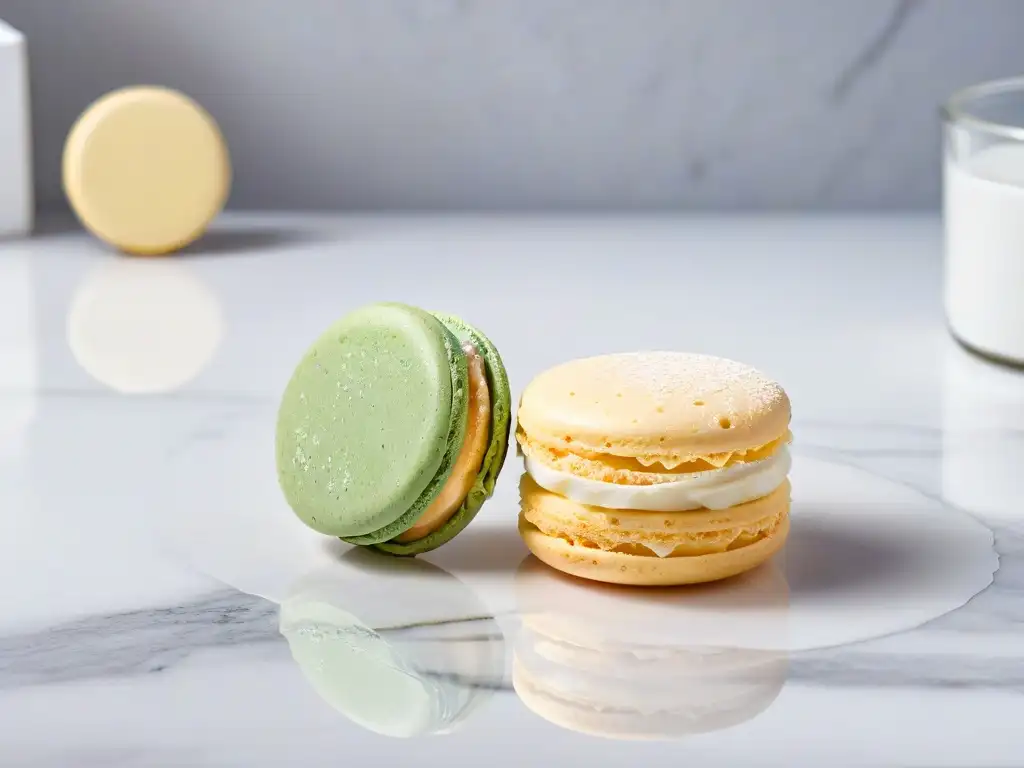 Un exquisito macaron saludable casero reposa en una elegante encimera de mármol