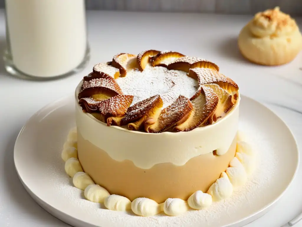 Exquisito soufflé sin gluten dorado con textura esponjosa