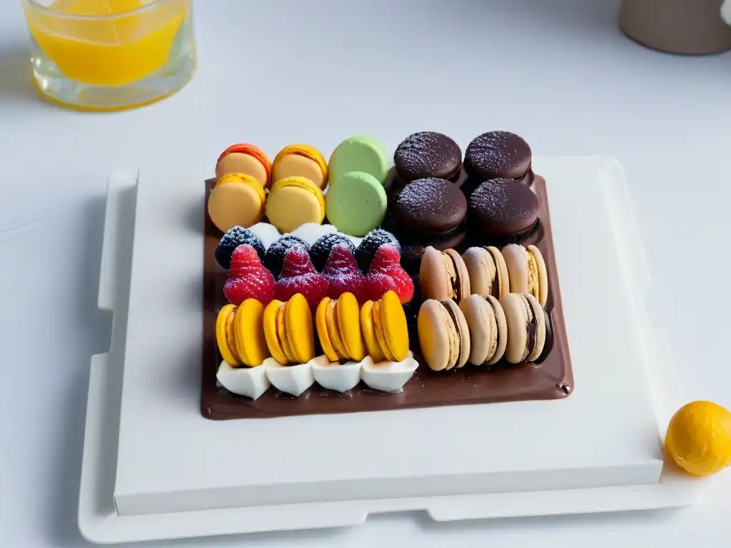 Un exquisito surtido de snacks dulces sin gluten en una presentación elegante y colorida