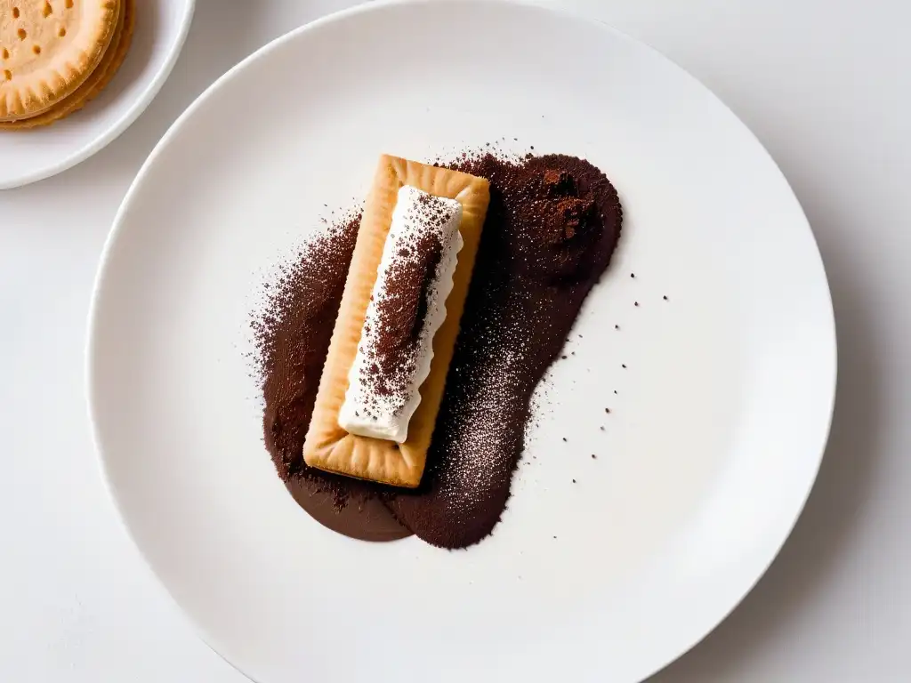 Un exquisito tiramisú italiano con ladyfingers, mascarpone y cacao, mostrando su detalle y sabor