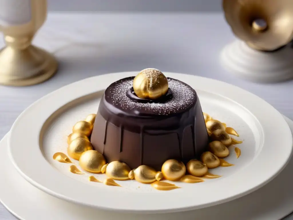 Exquisito trufa de chocolate dorado, detalle glamoroso para triunfar en concursos de repostería