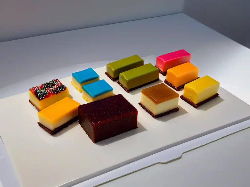 Exquisitos petit fours decorados con arte y color, ideales para una cena inolvidable