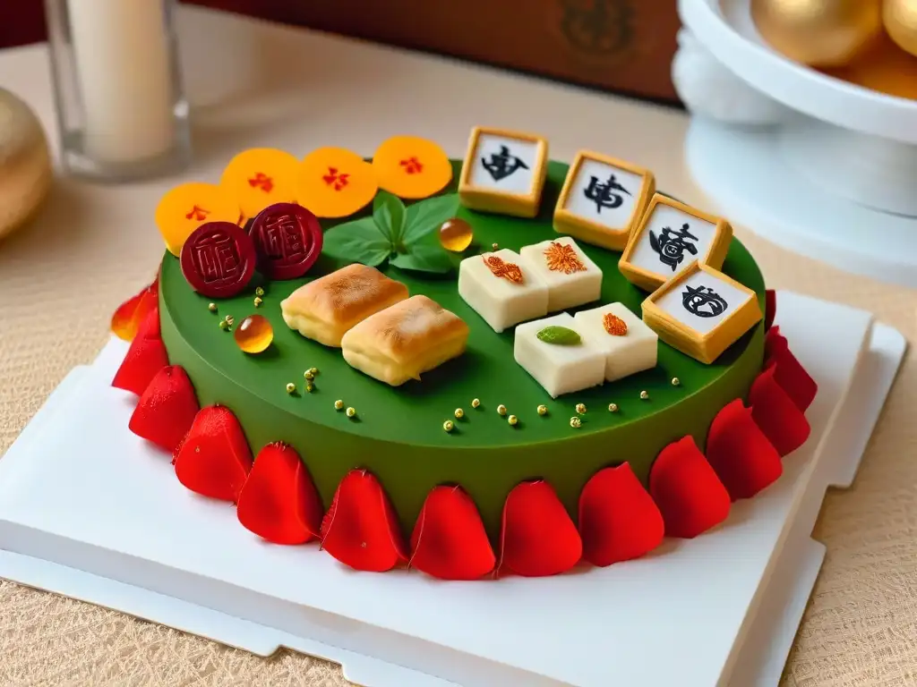 Delicias de la suerte china: riqueza, fortuna y prosperidad Exquisitos postres del Año Nuevo Chino de la suerte en elegante presentación