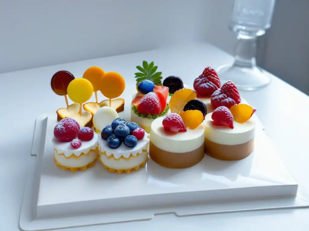 Exquisitos postres temáticos para eventos corporativos en plato blanco brillante