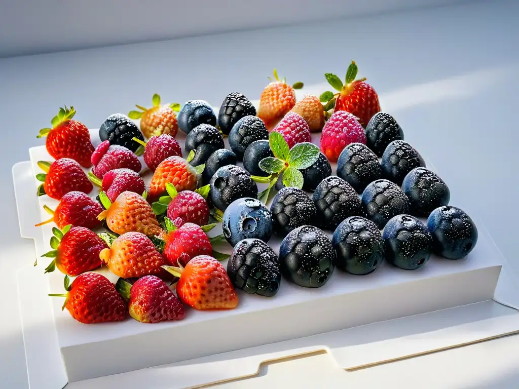 Una exuberante variedad de bayas frescas sobre mármol blanco, listas para deliciosas recetas de gelatinas saludables