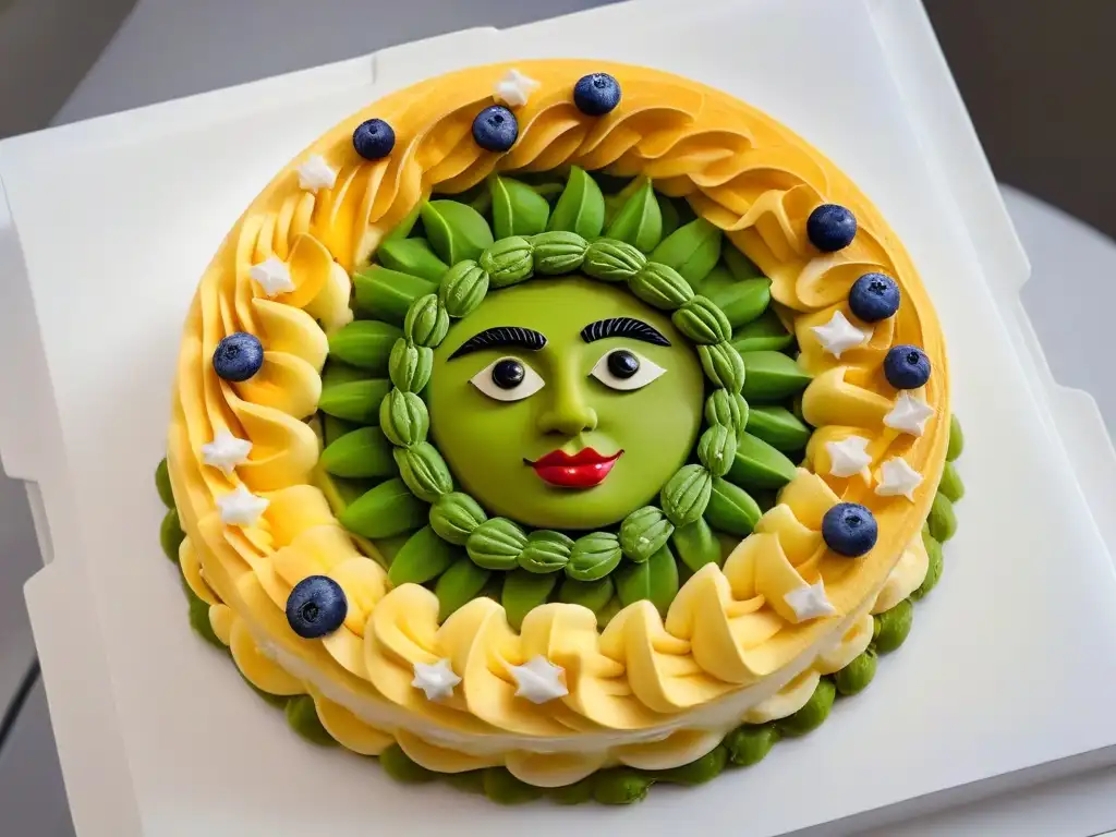 Un festín de postres creativos con mitos clásicos en miniatura, fusionando arte y gastronomía en una exhibición visual impresionante