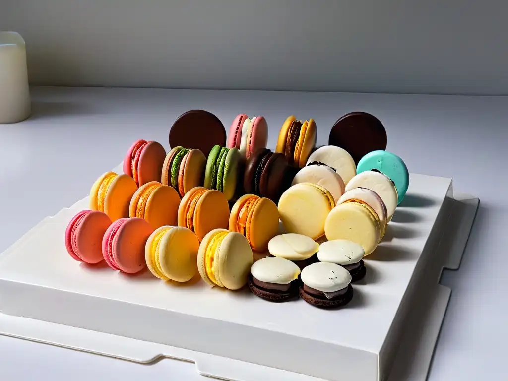 Un festín de postres en un plato blanco, con macarons y chocolates, todos dispuestos con elegancia en un festival de postres experiencia prepararte