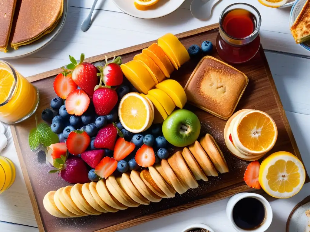 Un festín visual de desayunos dulces para diabéticos, con opciones coloridas y apetitosas en una mesa bellamente dispuesta