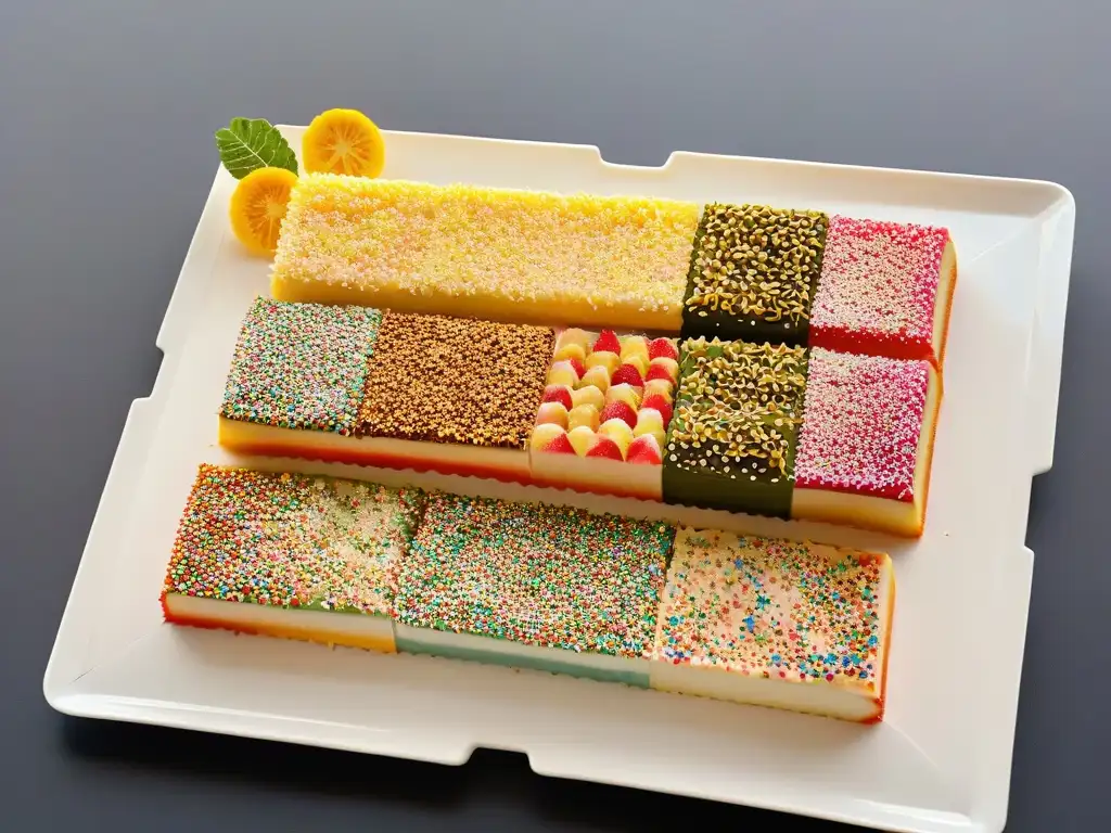 Un festín visual de rebanadas de Fairy Bread decoradas con coloridos confites, ideal para una fiesta deliciosa