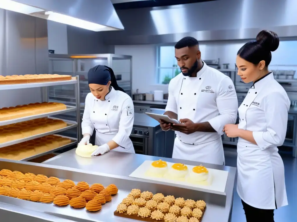 Un grupo diverso de pasteleros profesionales en una clase virtual de repostería