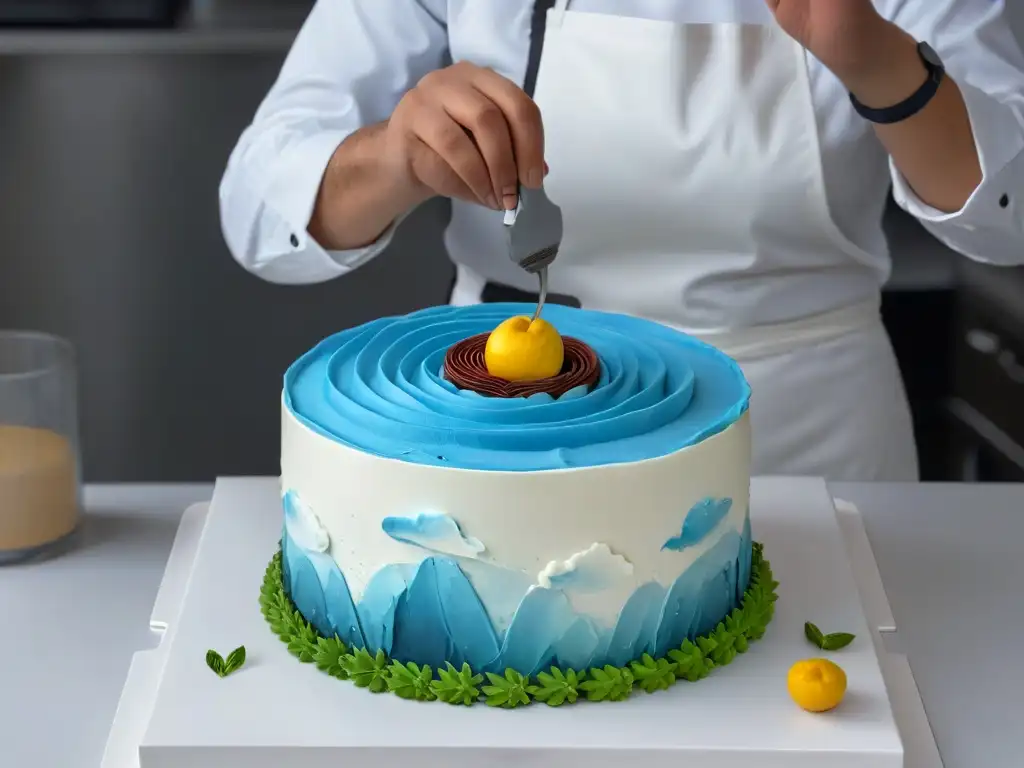 Maestro repostero modelando fondant con precisión Un hábil pastelero esculpe un personaje detallado en fondant