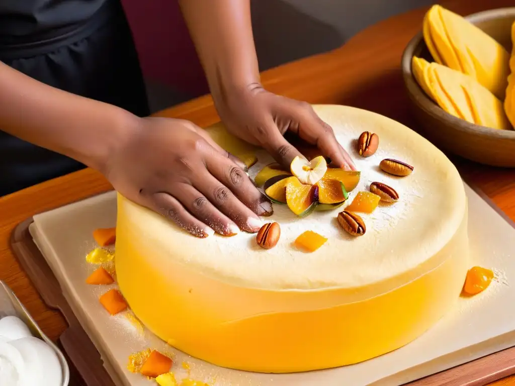 Las hábiles manos de un panadero preparando con destreza el tradicional Bolo del Rei