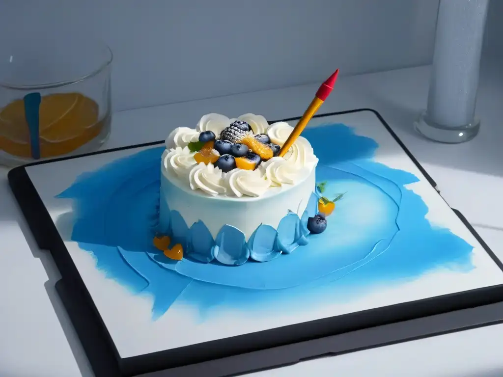 Herramientas repostería digital principiantes: Creación de una detallada tarta digital en una moderna tableta de dibujo