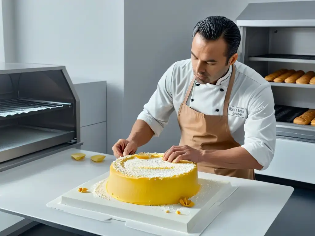 La historia del maestro pastelero Stéphane Glacier creando una obra maestra en su estudio de repostería, envuelto en serenidad y pasión