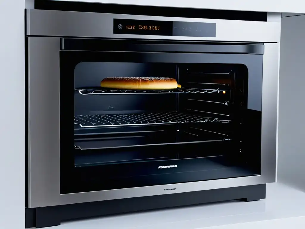 Un horno futurista y minimalista con tecnología avanzada para la cocción y repostería