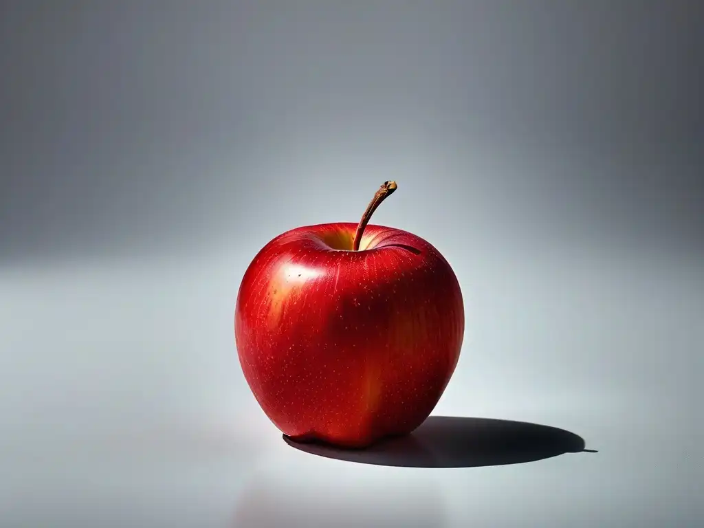 Dulce manzana roja: opción segura para diabéticos Una ilustración serena y elegante de una manzana roja madura, ideal para diabéticos seguros