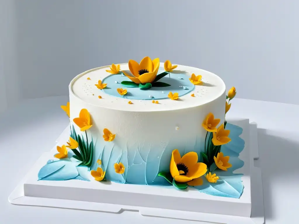 Increíbles esculturas de azúcar en 3D con flores comestibles y detalles metálicos, en un fondo blanco