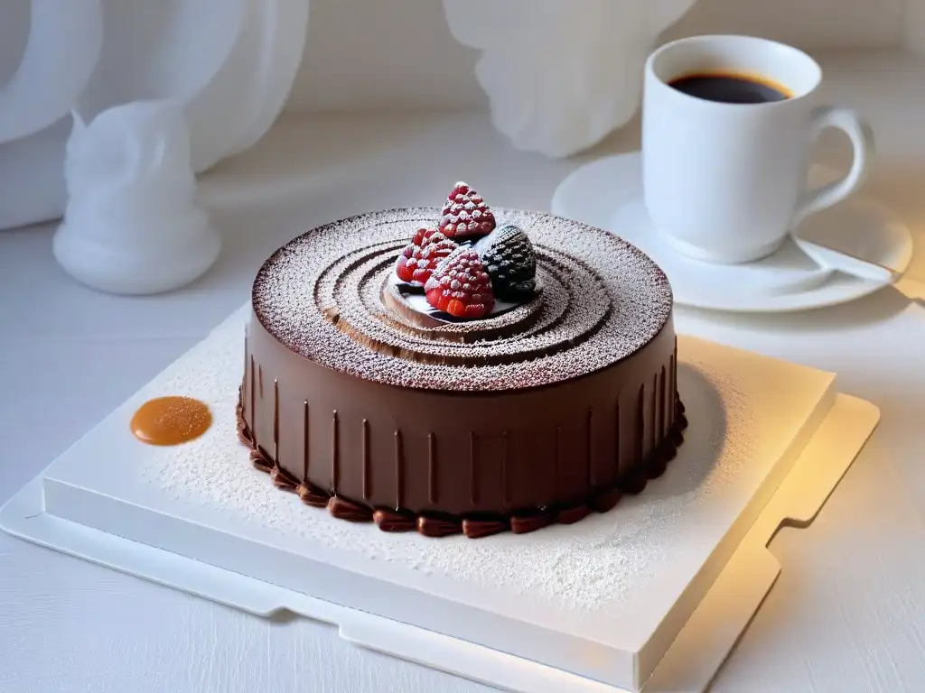 Influencia austriaca en postres europeos: Sachertorte y café vienés en elegante presentación