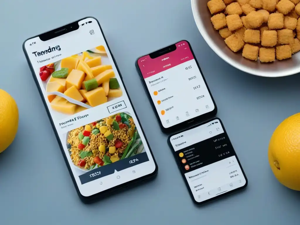 Interfaz de app de recetas saludables en smartphone moderno