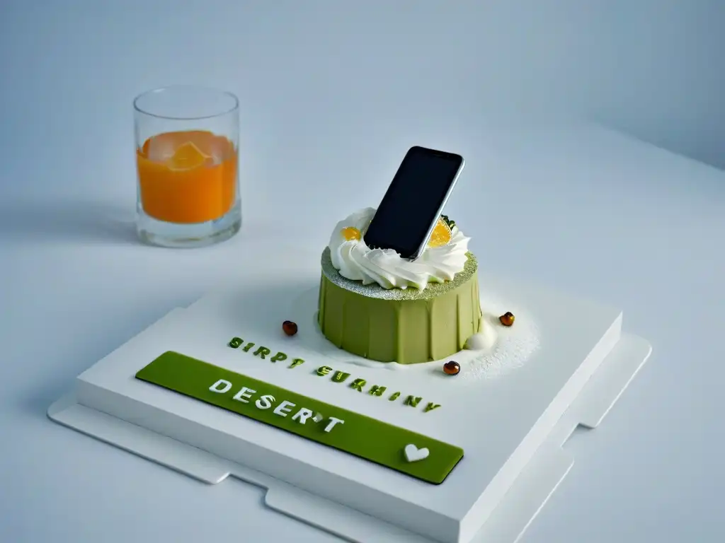 Interfaz innovadora de app para diseño de postres en smartphone