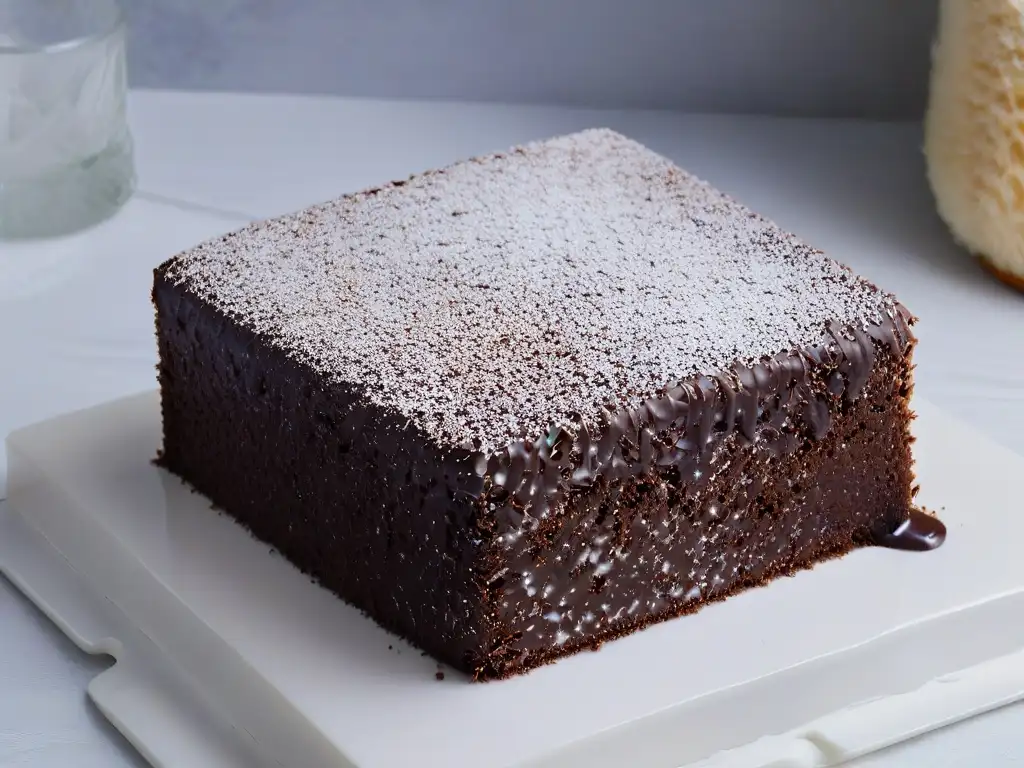Dulce tentación: Lamington recién horneado en mármol moderno Un Lamington recién horneado en un elegante mostrador de mármol